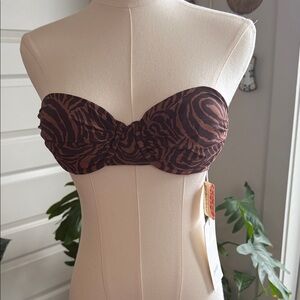 Free People Brown Animal-Print Strapless Bandeau